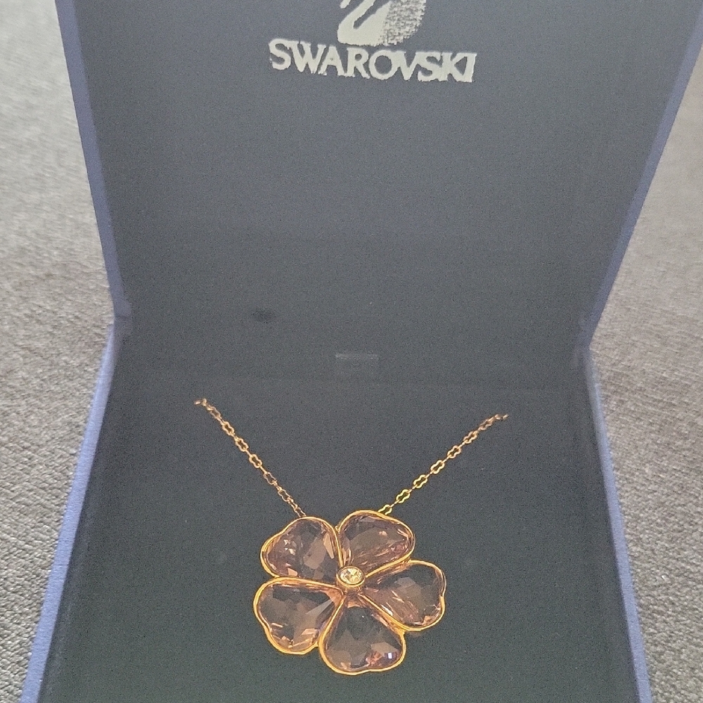 Swarovski Gold and Purple Floral Necklace